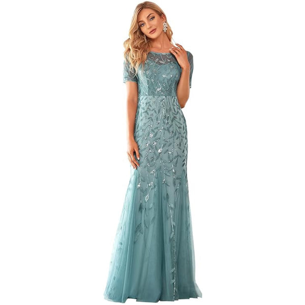 Embroidery Mermaid Evening Dress