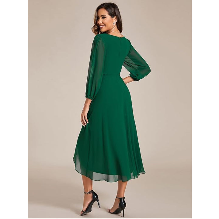 Chiffon Midi Length Wedding Guest Dress - OneBag