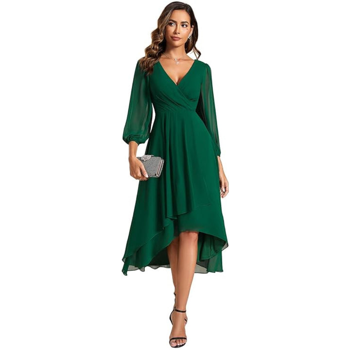 Chiffon Midi Length Wedding Guest Dress - OneBag