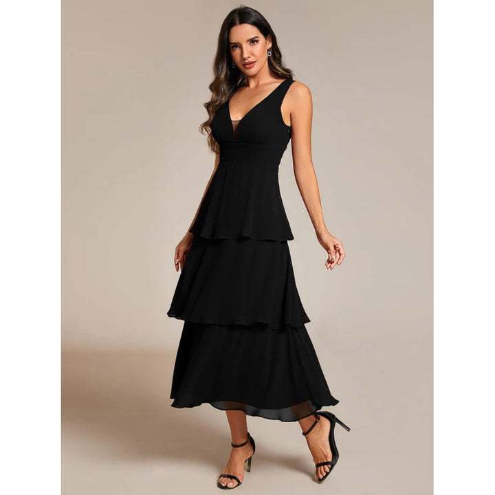 Sleeveless V-Neck Chiffon Dress - OneBag