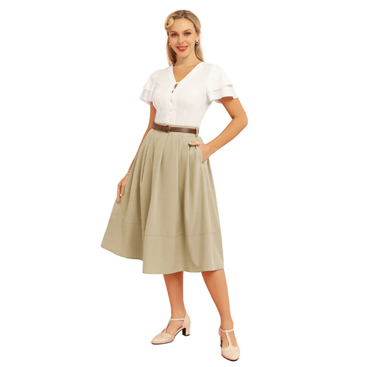 High Waist Knee Length Skirt - OneBag