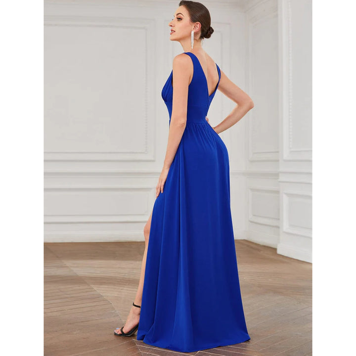 V Neck Sleeveless Long Side Split Dress - OneBag