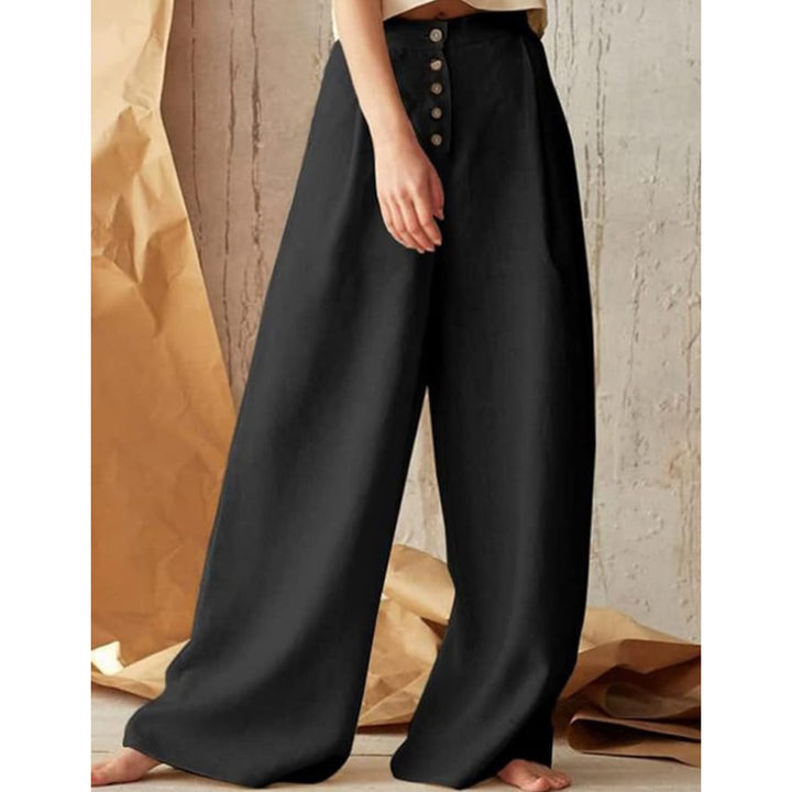 Women's Casual Cotton Linen High Waist Wide Leg Pants Trousers - OneBag