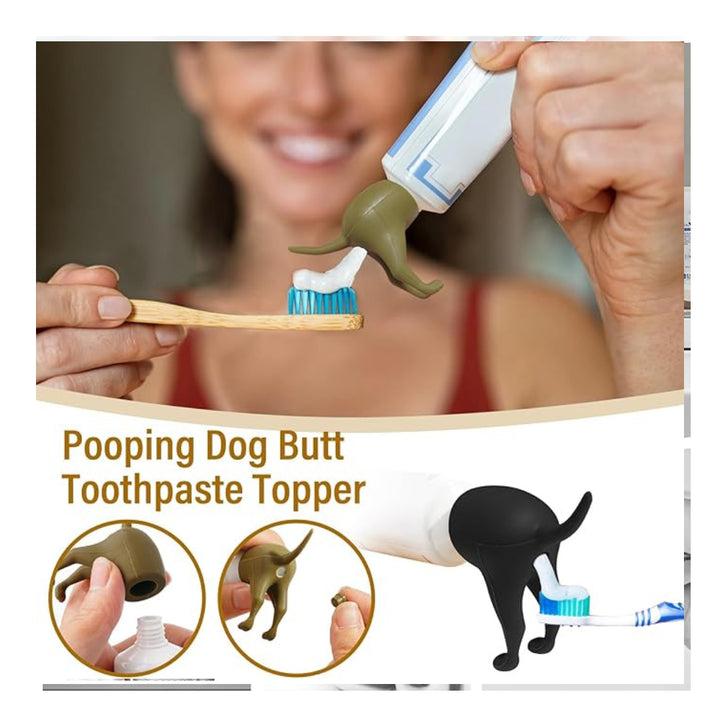2 Pcs Pooping Dog Butt Toothpaste Topper Dispenser Cover - OneBag