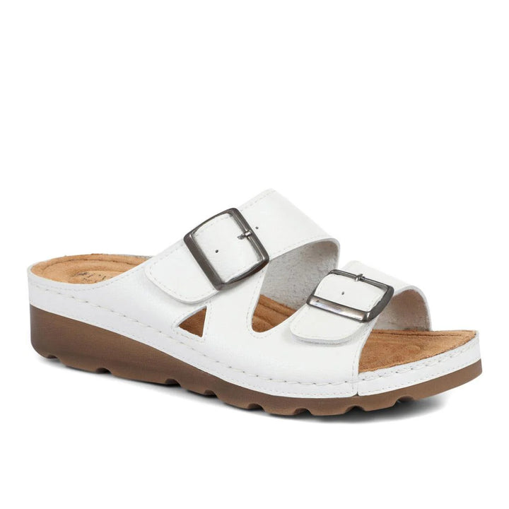 white mule sandals