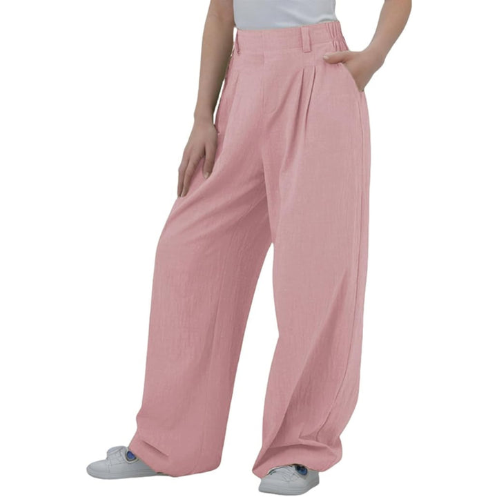 Wide Leg High Waisted Linen Trousers - OneBag