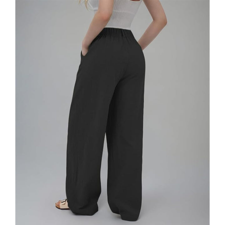 Wide Leg High Waisted Linen Trousers - OneBag