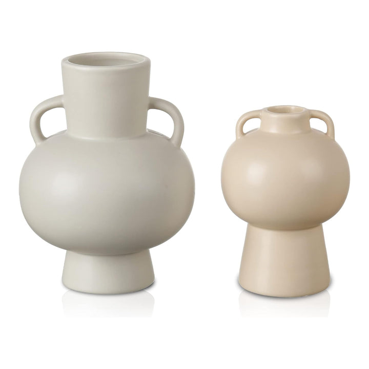 2 Pcs Ceramic Flower Vase, for Modern Boho House, Living Room, Table, Office - OneBag