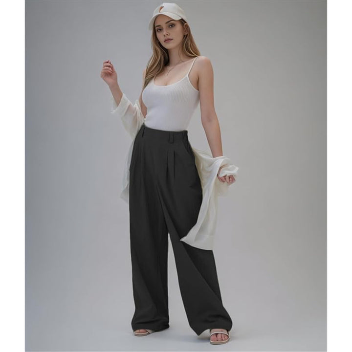 Wide Leg High Waisted Linen Trousers - OneBag