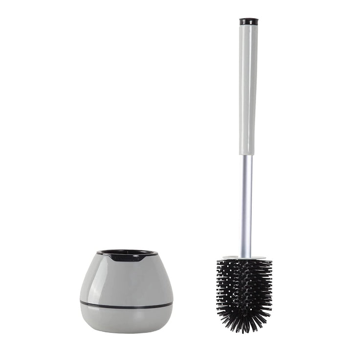 Silicone Toilet Brush and Holder Set with Long Non-Slip Handle for Bathroom, Wall Mounted & Floor Type - OneBag