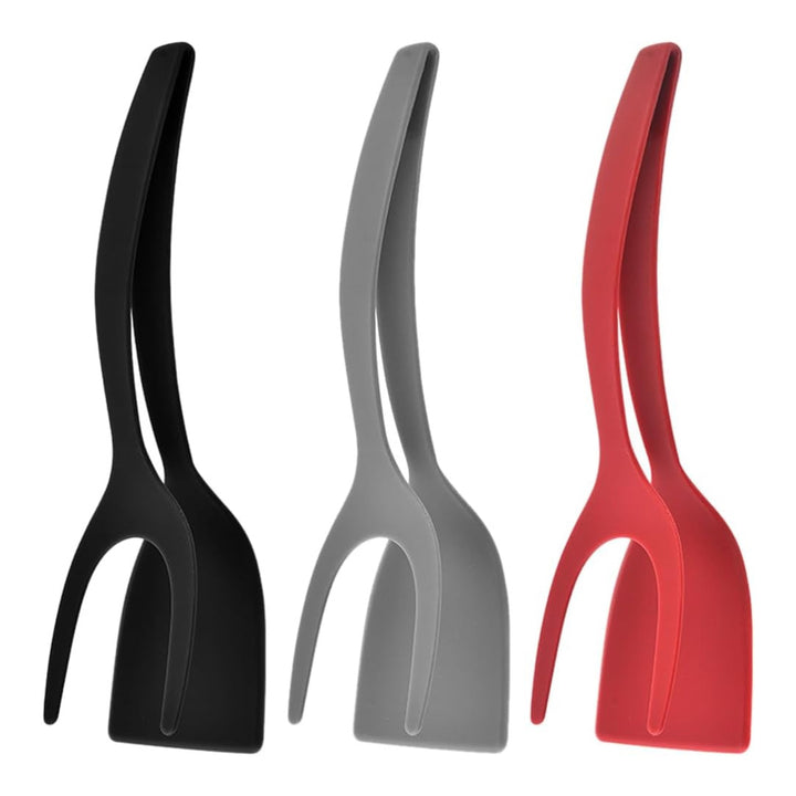3 Pcs of 2 in 1 Silicone Grip and Flip Tongs Spatula Kitchen - OneBag
