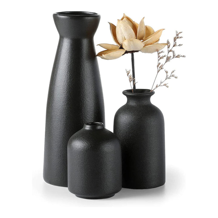 3 Pcs Ceramic Flower Vase, for Modern Boho House, Living Room, Table, Office - OneBag