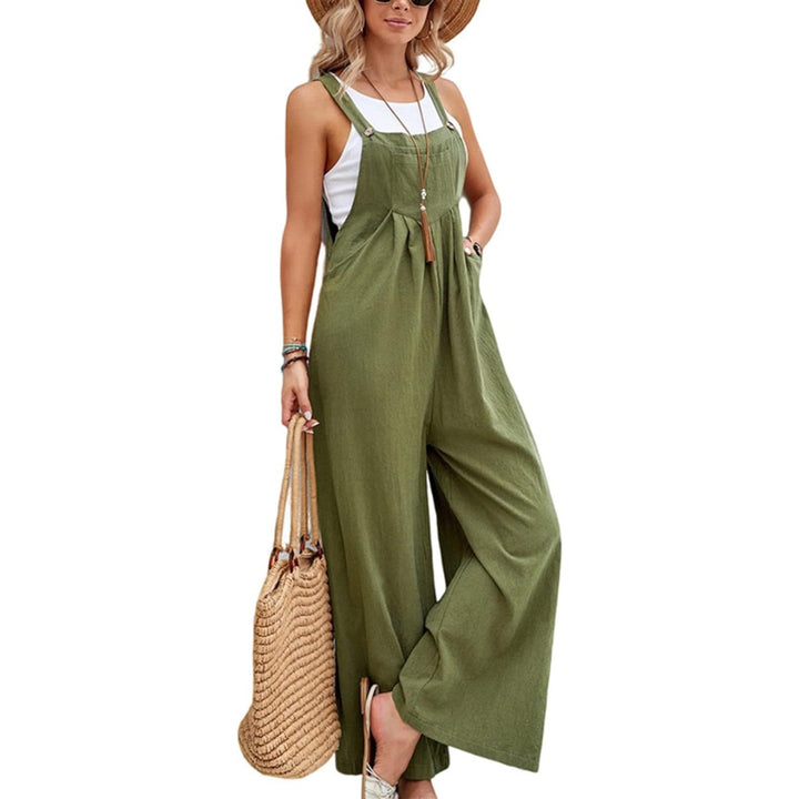 Wide Leg Sleeveless Jumpsuit With Pocket - OneBag