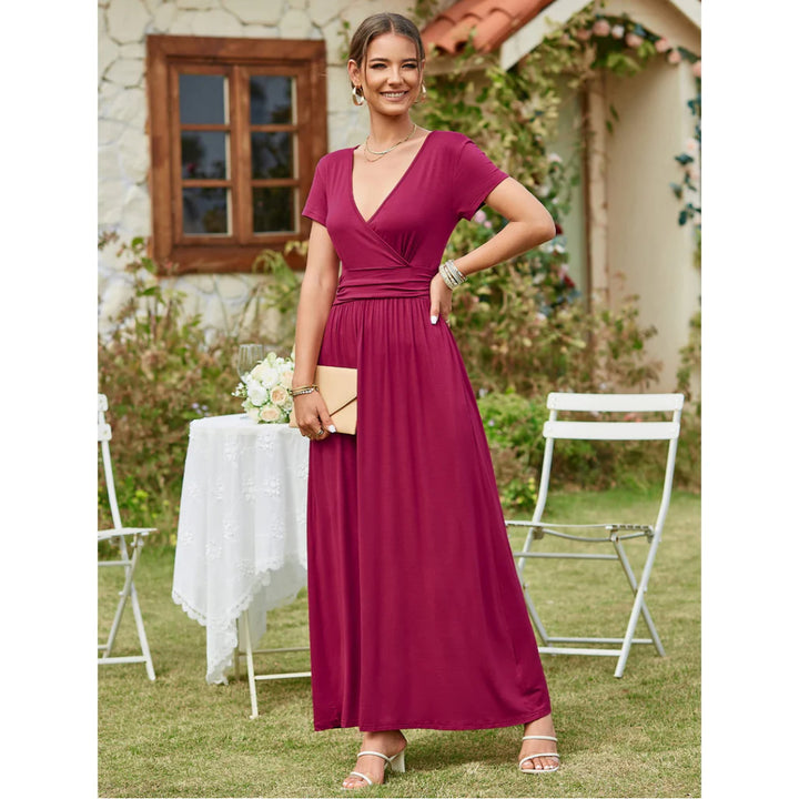 V Neck Sleeveless Maxi Dress with Pockets - OneBag