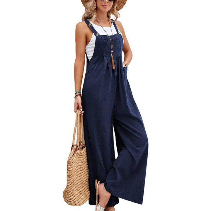 Wide Leg Sleeveless Jumpsuit With Pocket - OneBag