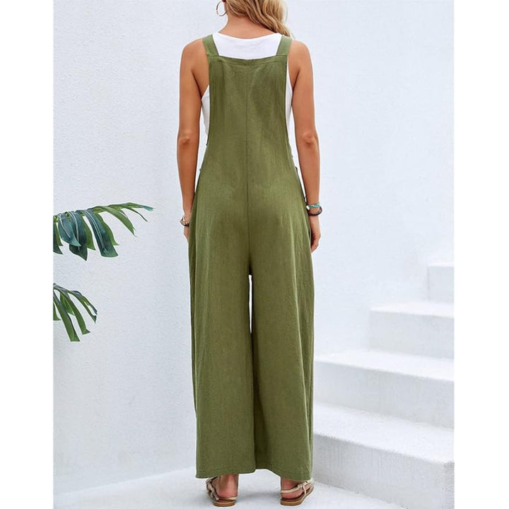 Wide Leg Sleeveless Jumpsuit With Pocket - OneBag