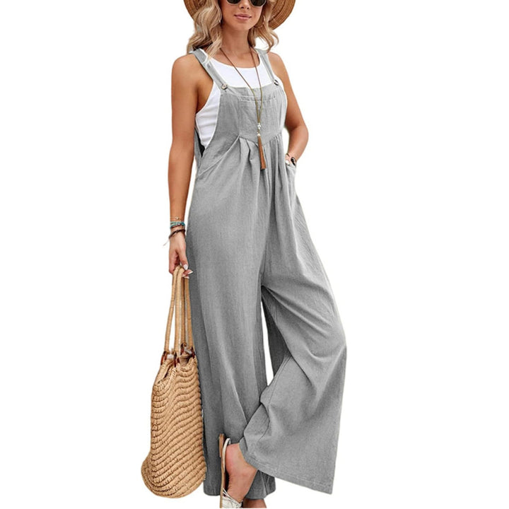 Wide Leg Sleeveless Jumpsuit With Pocket - OneBag