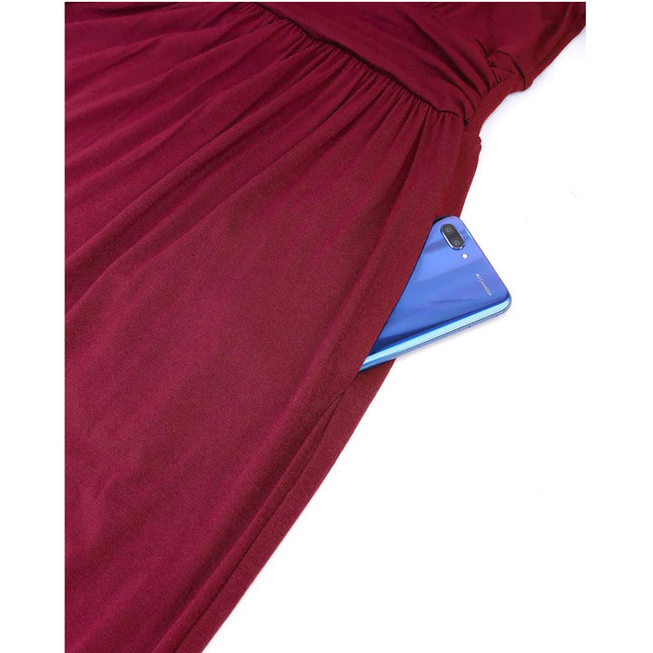 V Neck Sleeveless Maxi Dress with Pockets - OneBag