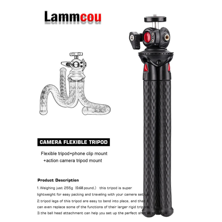 Flexible Tripod for Smartphone with 360°Rotary Tilt Ballhead & XL Vertical and Horizontal Phone Mount - OneBag