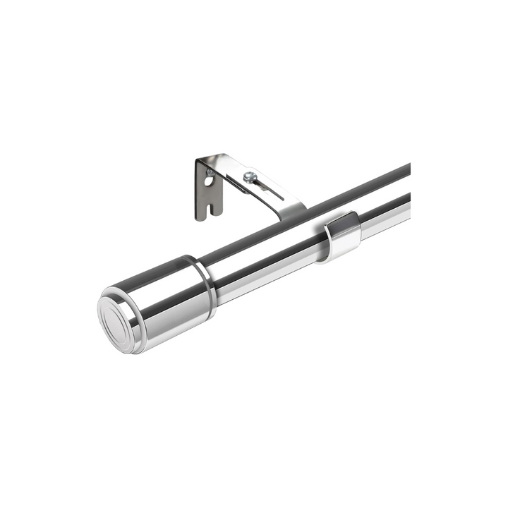 90-175CM Ø25mm Silver Curtain Rod, Adjustable Fittings Curtain Rod Set for Eyelet Curtains Curtain Poles for Bedroom, Dining Room, Living Room or Kitchen - OneBag