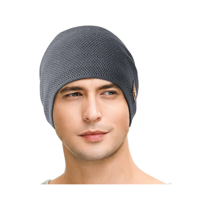 JFAN Beanie for Men and Women Beanie Knitted Winter Chunky Beanie Crochet Hat Grey - OneBag
