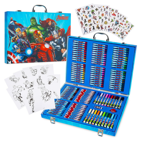 Marvel Art Case for Boys with Colouring Pencils Washable Markers Crayons Stickers Drawing Supplies