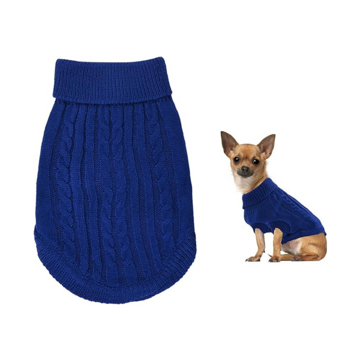 Navy Blue Pet Cat Dog Sweater, Winter Warm Pet Jumper Sweater Clothes - OneBag