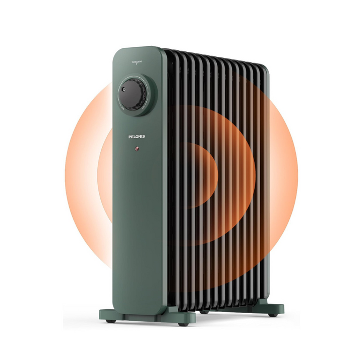 Green Oil Filled Radiator, Electric Heater Oil Radiator with Adjustable Thermostat and 3 Heat Settings - OneBag