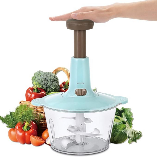 2L Powerful Manual Hand Pushing  Stainless Steel Food Chopper Processor