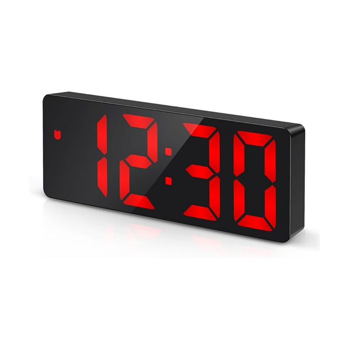 Red Digital Alarm Clock, Alarm Clocks Bedside with Large LED Temperature Display, USB/Battery Powered Digital Clock - OneBag