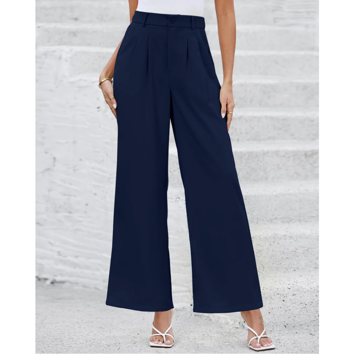 Women Cropped Trousers, Ladies Navy Blue Pants, 12-14 UK Size, M - OneBag