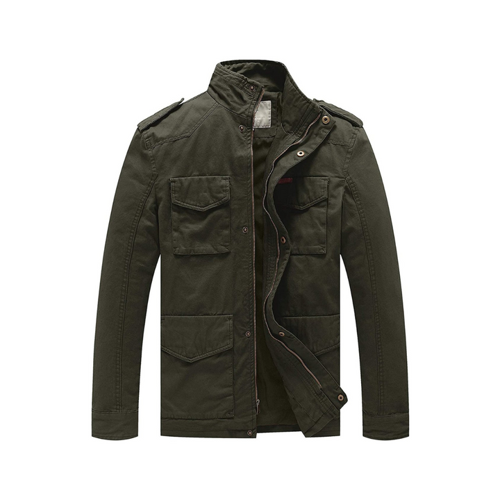 Men's Small Army Green Casual Jacket, Outdoor Cotton Coat, Warm Leisure Jacket - OneBag