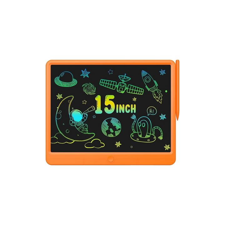 GIGART Orange LCD Writing Tablet, 15 Inch Colorful Drawing Tablet for Kids, Doodle Board Drawing Pad, Erasable Reusable Educational Travel Kids Toys - OneBag