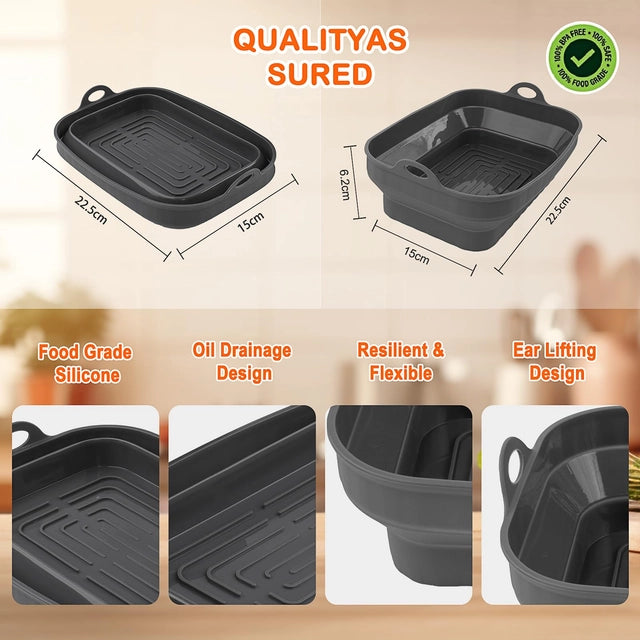13 Pcs Grey Set Upgraded Silicone Air Fryer Liners, Silicone Air Fryer Accessories for Ninja Dual AF300UK AF400UK AF500UK AF451UK Tower T17088 - OneBag