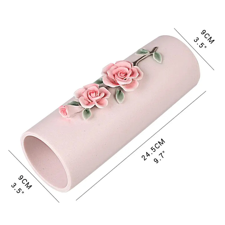 Decorative Tube Vase for Flower for Modern or Rustic Home Decor, Handcaft 3D Embossed Floral Design - OneBag