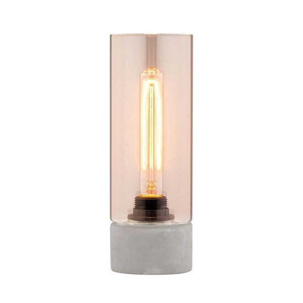 Abel Table Lamp with Glass Shade & Concrete Base, Modern Industrial Design with Inline Switch