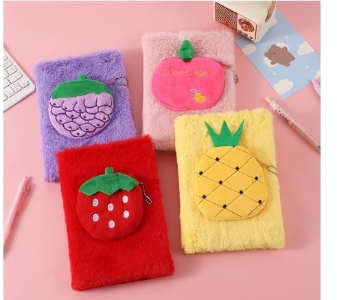 Wallet Plush A5 Fur Notebook, Coin Purse and Soft  Notebook, Hand Account Book, Fruit, Elephant, Candy etc.