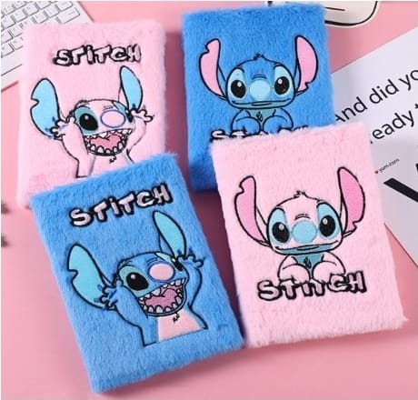 Stitch Soft Cover Notebook, Cute Cartoon Adult Notebook with Blue and Pink Ears, Plush Texture, Perfect for Daily Planning, School, Office