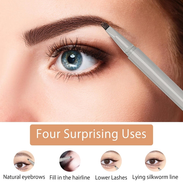 DAWRIS Brown 4 Point Eyebrow Pencil With Brow Brush, Eye Brow Tint Kits Blonde Eyebrow Pencil Liquid Brown Eyebrow Pencil, Waterproof Microblading Eyebrow Pencil Eyebrow Dye - OneBag