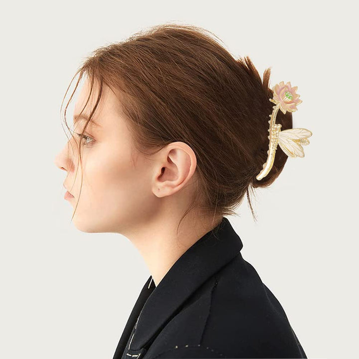 2 Pcs Lotus Flower Hair Claw Clips, NonSlip Strong Metal Hair Jaw Clips - OneBag