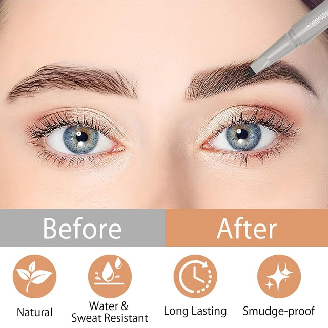 DAWRIS Brown 4 Point Eyebrow Pencil With Brow Brush, Eye Brow Tint Kits Blonde Eyebrow Pencil Liquid Brown Eyebrow Pencil, Waterproof Microblading Eyebrow Pencil Eyebrow Dye - OneBag