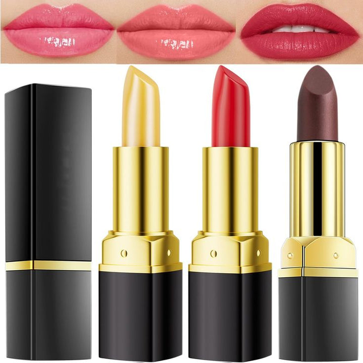 Incisite 3 Pcs Lip Balm Lipstick,Color Changing Lipstick,Lip Stain Long Lasting Waterproof,Long Lasting Nutritious Lip Balm Lips Moisturizer Lipstick For Women(Black Rose,Carrot,Red Cherry) - OneBag