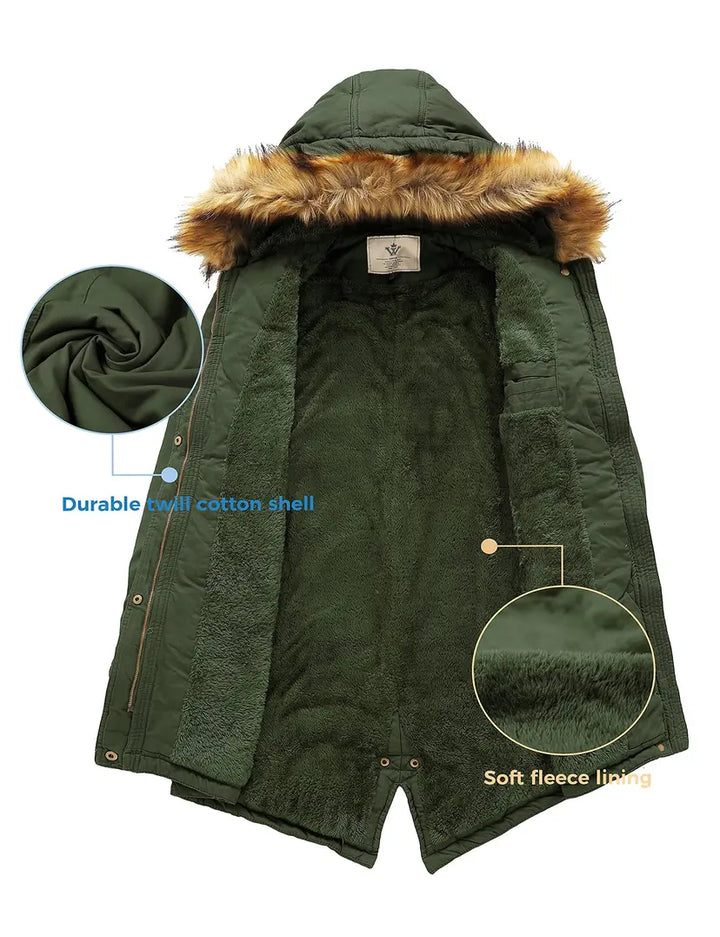 Women's Armey Green Medium Winter Long Hooded Thickened Sherpa Fleece - OneBag