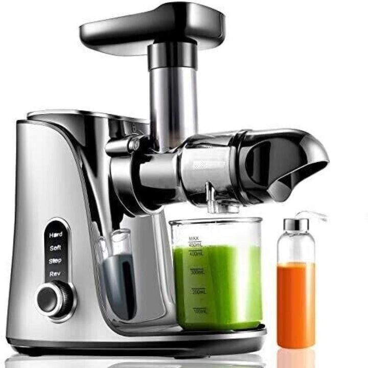 AMZCHEF Silver Cold Press Juicer with 2 Speed Control, High Juice Yield Juicer Machines with Ultradense Filter- 305 - OneBag