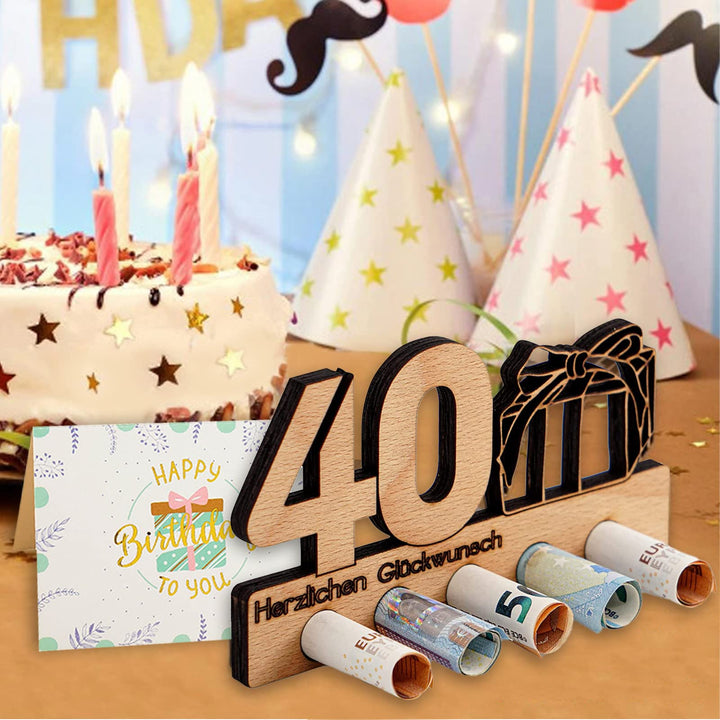 Wooden Guest Book, 40th Birthday Gift Signature Plaque, Wooden Number 40 - OneBag