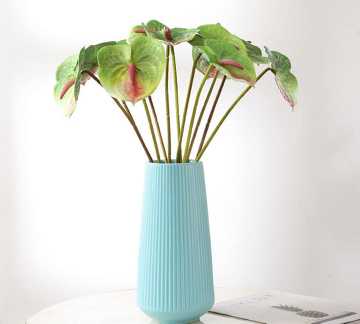 6 Pcs 27 Green Simulation Large Artificial Anthurium Lily Permanent Flowers - OneBag