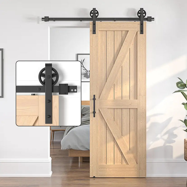 Sliding Door Track Barn Door Hardware Set Kit Modern Style Single Door 3-12FT