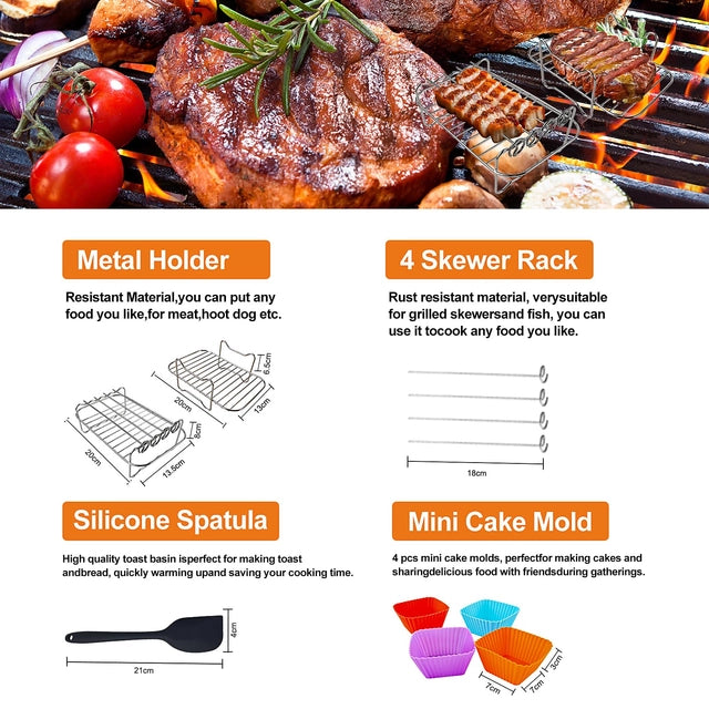 13 Pcs Grey Set Upgraded Silicone Air Fryer Liners, Silicone Air Fryer Accessories for Ninja Dual AF300UK AF400UK AF500UK AF451UK Tower T17088 - OneBag