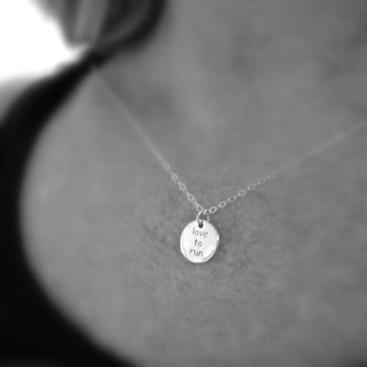 925 Sterling Silver Love to run Quote Silver Charms Necklace Pendant Jewellery for Teen Women - OneBag