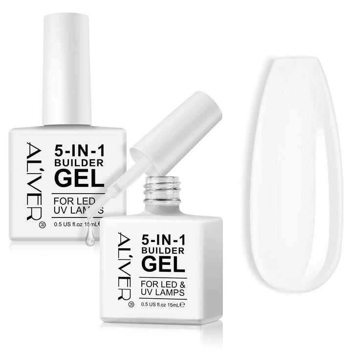 2 Pcs 15ml Builder Nail Gels,  5 in 1 Builder Base Strengthening Gel, Professional Manicure Repair - OneBag